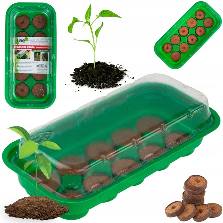 Set pentru germinare (mini-sera + 10 discuri de turba) – ideal pentru seminte, rasaduri si ierburi