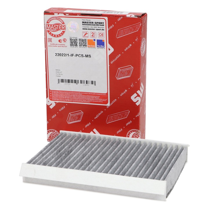 Master-Sport utastérszűrő, FIAT 500L, 500X, JEEP COMPASS, RENEGADE SUV, aktív, 220x159x30mm