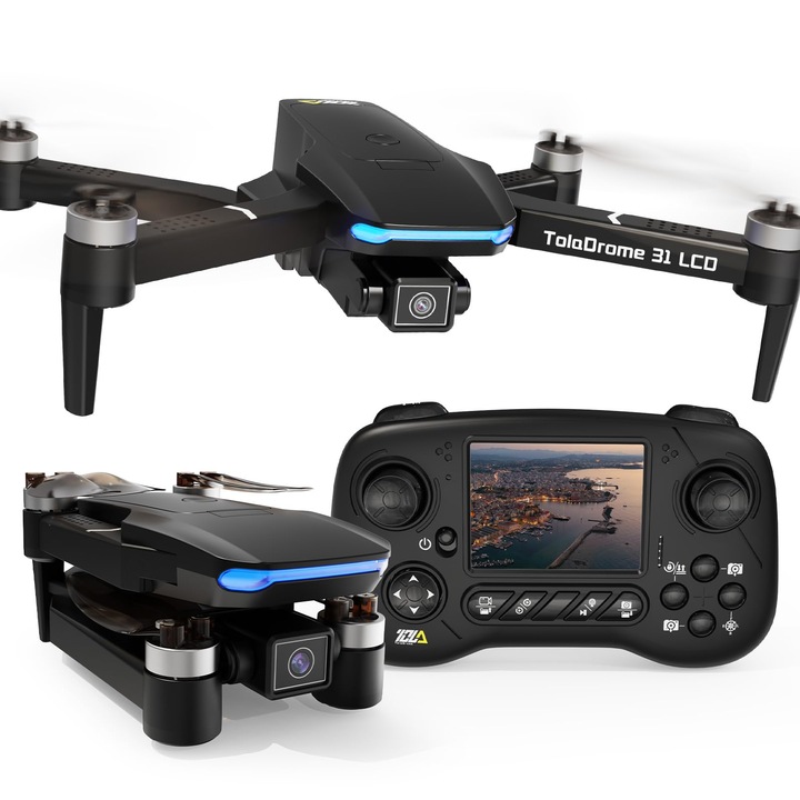 Dronă Toladrone Td31Lcd, cu ecran LCD, transmisie digitală, motor fără perii, pliabil, pentru adulți