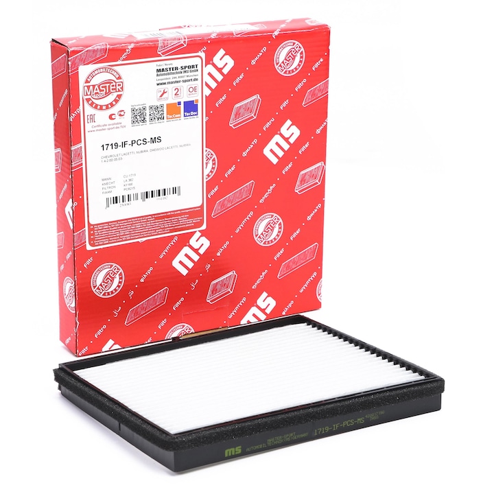 Master-Sport utastérszűrő, Chevrolet Lacetti, Nubira, Daewoo Gentra, aktív, 224x189x25mm