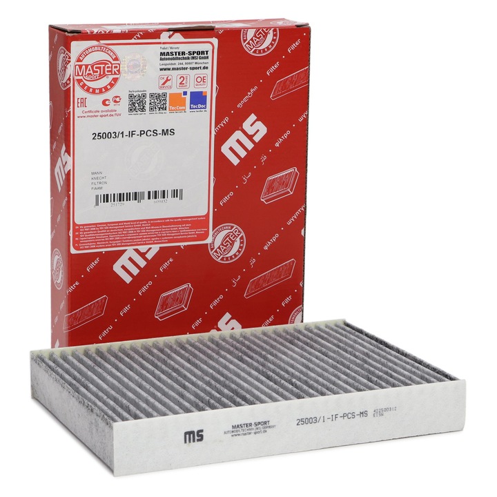 Filtru de cabina Master-Sport, pentru Nissan Qashqai II, Renault Espace, Scenic, Megane, Kadjar, 250x180x35mm, activ carbon