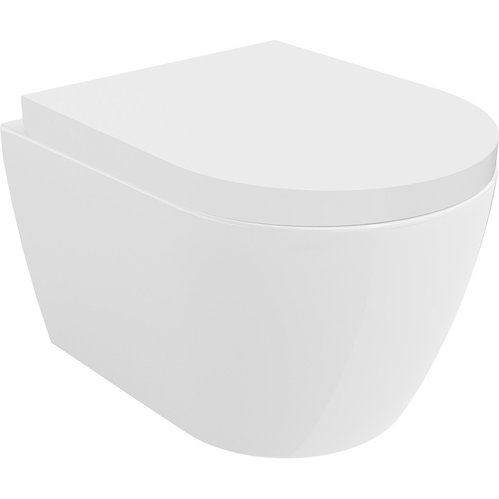 Mexen Carmen vas WC Rimless Tornado cu capac cu coborare lenta, duraplast, alb lucios - 30880200T