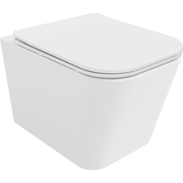 Vas WC suspendat Mexen, capac slim cu închidere lentă, 51x34,5x34cm, alb lucios, set toaleta/capac