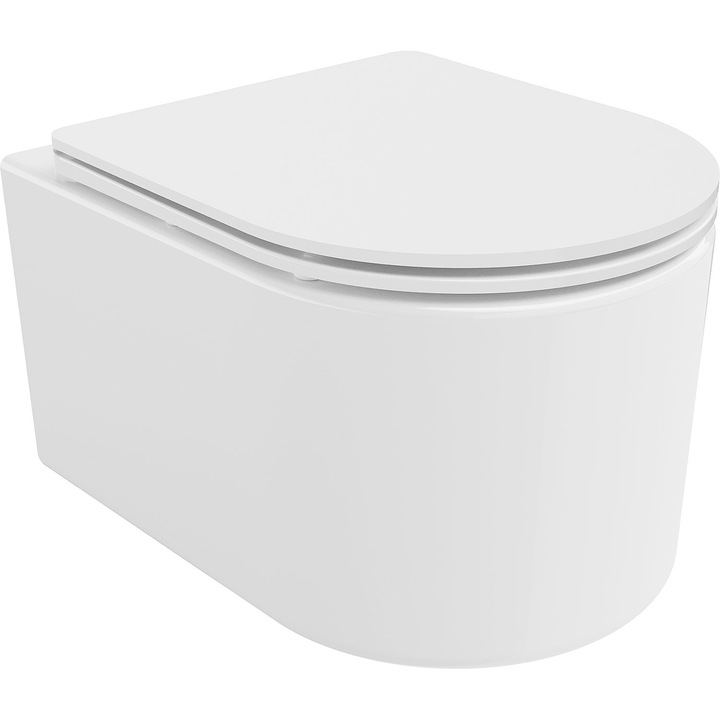 Vas de toaleta Mexen Sofia Rimless Tornado, alb lucios, 49x36x35,5cm, capac cu inchidere lenta, set complet