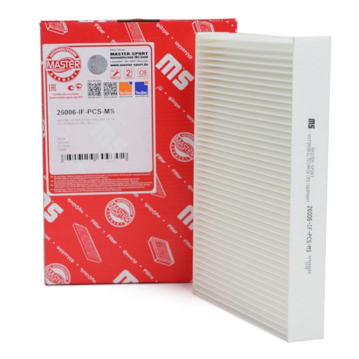 Master-Sport kabinszűrő, SEAT MII, SKODA CITIGO, VW LOAD UP!, UP!, 254x182x35mm, aktív szén