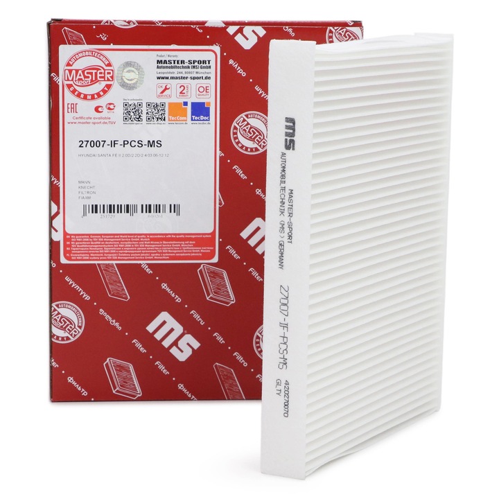 Master-Sport utastérszűrő, Hyundai Santa Fe II (CM), Ix55, aktív, 208x262x30mm