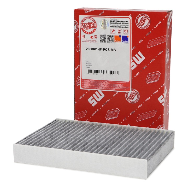 Master-Sport utastérszűrő, SEAT MII, SKODA CITIGO, VW LOAD UP!, UP!, aktív, 254x182x35mm