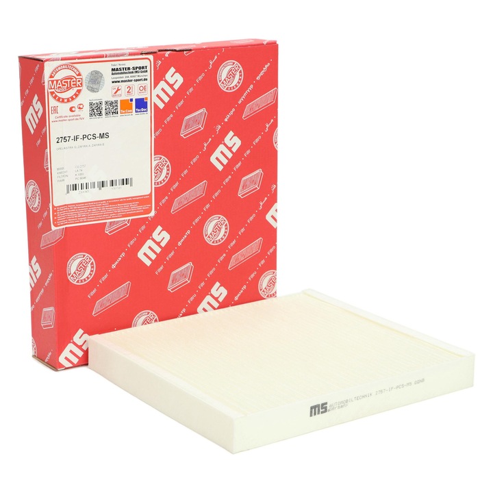 Master-Sport kabinszűrő, Chevrolet Zafira (F75), Opel Astra G (T98), H, A, B, 267x234x30mm, aktív szén változat.