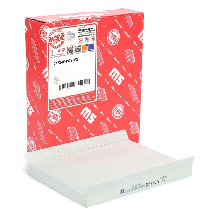 Master-Sport utastérszűrő, Chrysler Delta, Fiat Bravo II, Stilo, Lancia Delta III, aktív, 232x178x21mm