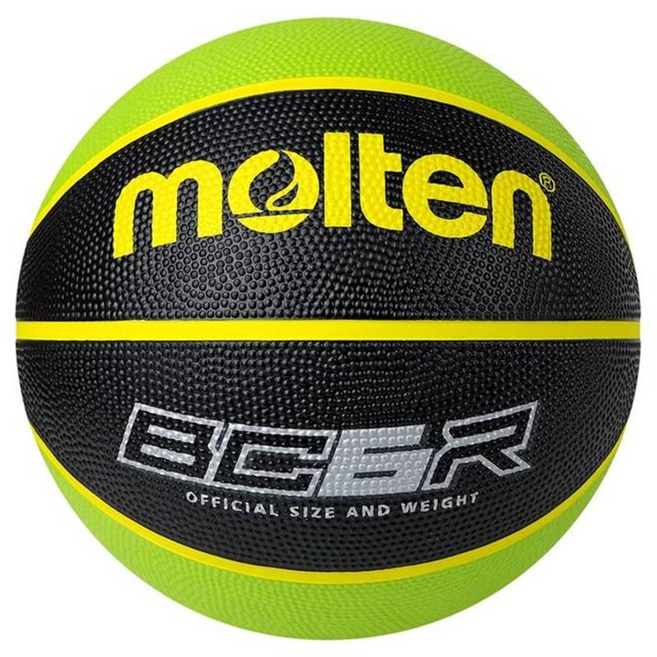Minge baschet Molten BC6R2, cauciuc premium, verde cu negru, marimea 6, pentru indoor si outdoor