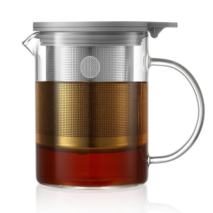 Cana cu infuzor pentru ceai BUYDEEM CD2001, 500 ml, Otel inoxidabil, Design elegant, Gri