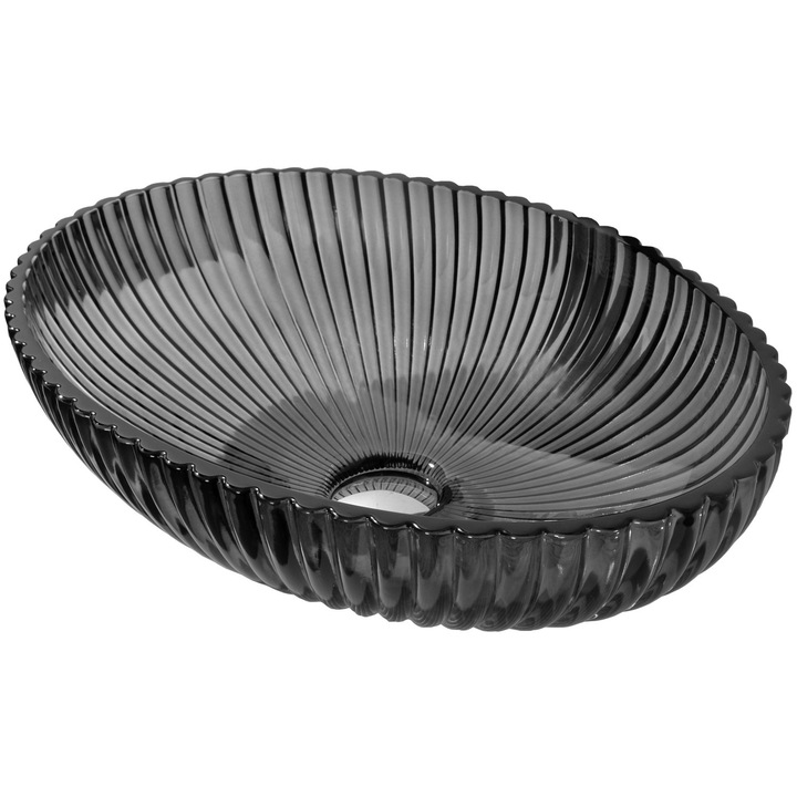 Mexen Zira chiuveta de sticla pe blat 53 x 35 cm, neagra - 24175370