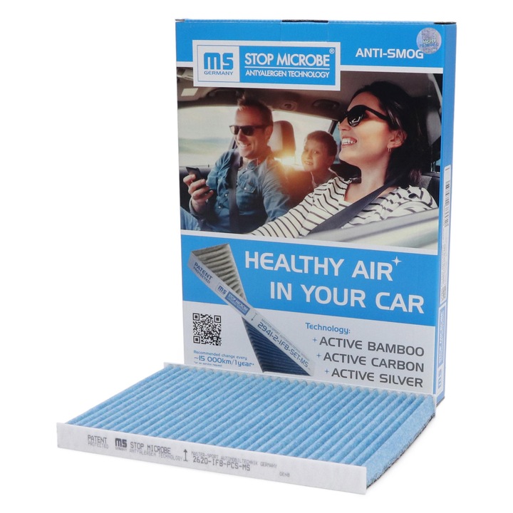 Master-Sport utastérszűrő, Renault Koleos I-hez, 251x162x20mm, bambusz, ezüst, gombaölő hatás