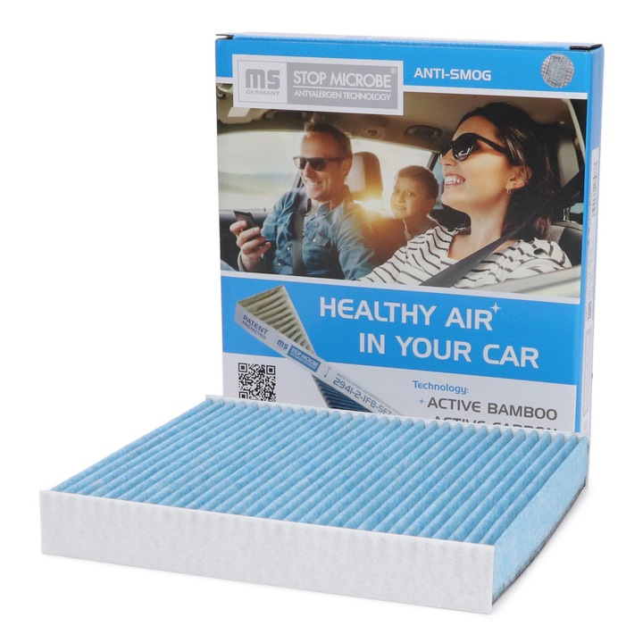 Kabinlégszűrő Master-Sport, aktív szén és bambusz, 254x224x36mm, AUDI A1, A2, LAMBORGHINI, MERCEDES, PUCH, SEAT, SKODA, VW modellekhez