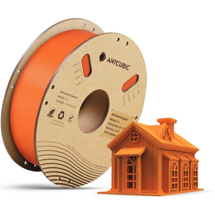 Филамент, Anycubic PLA, 1кг, Наситено оранжево, за 3D принтер