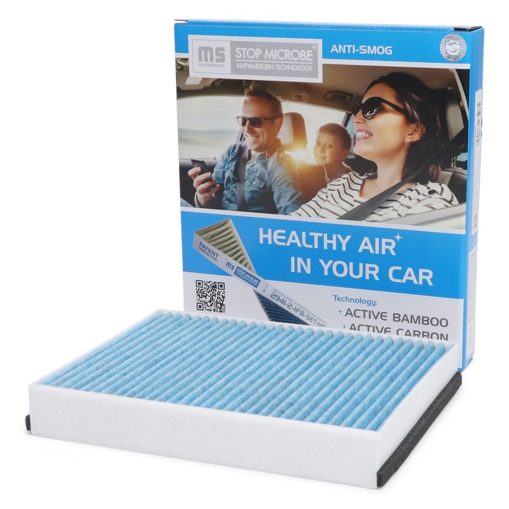 Master-Sport utastérszűrő, Ford C-MAX, Focus III, Grand C-MAX, Kuga II, Volvo, 260x202x36mm, aktív bambusz és aktív szén