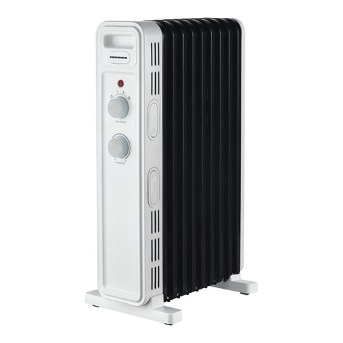 Calorifer cu ulei HEINNER HOH-M09WH-BK, 9 Elementi, 1000W/1300W/2200W, Termostat adjustabil, Protectie supraincalzire, Protectie in caz de rasturnare, Roti, Spatiu depozitare cablu