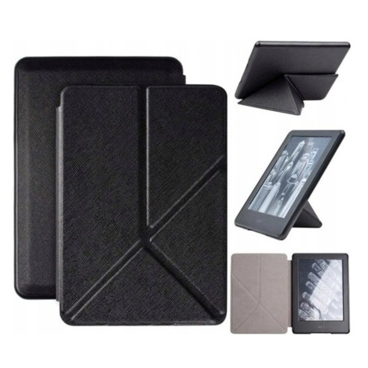 Origami tok, Amazon, Kindle 11, mikroszálas belsővel, mágneses tartó, képernyővédelem, összecsukható, fekete