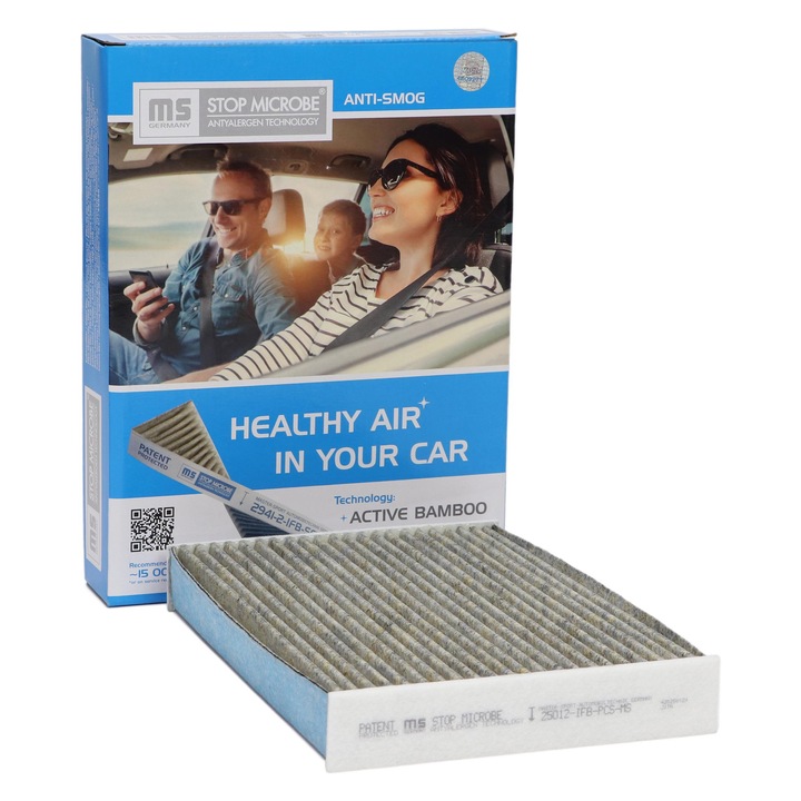 Master-Sport utastérszűrő, Dacia Dokker, Lodgy, Nissan X-Trail III, Renault Zoe, bambusz, aktív szén, 250x181x35mm