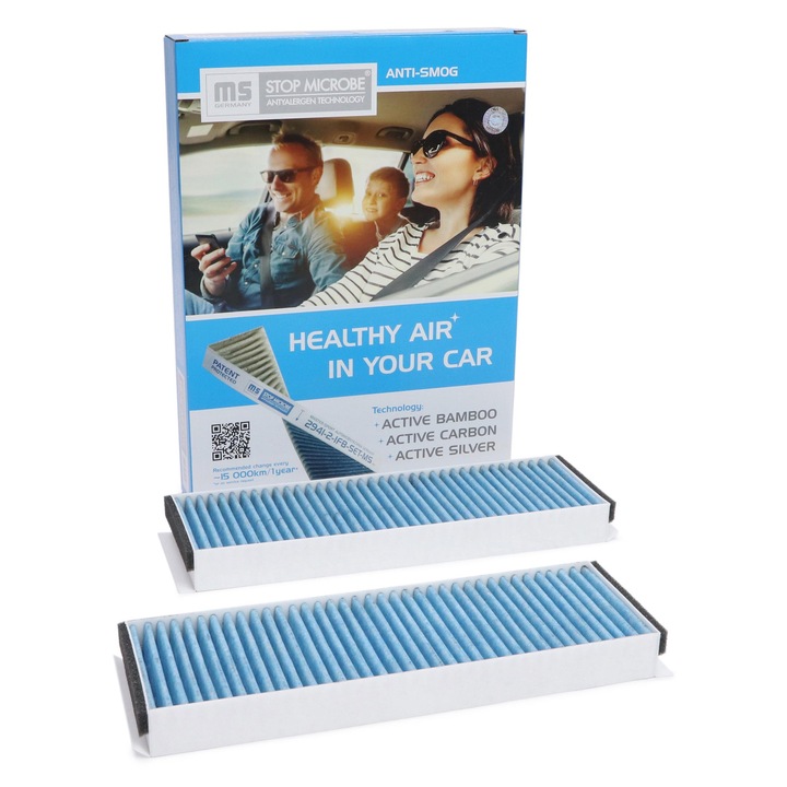 Kabinlégszűrő Master-Sport, szett, AUDI A6 C6, R8, R8 SPYDER, LAMBORGHINI GALLARDO, VW XL1, 288x215x34mm, bambusz, ezüst