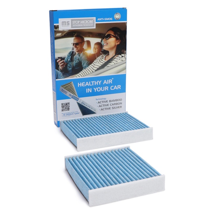 Master-Sport utastérszűrő, készlet, aktív szén és bambusz, 203x158x32mm, CITROEN C3 II, C3 III, C4, DS, PEUGEOT típusokhoz