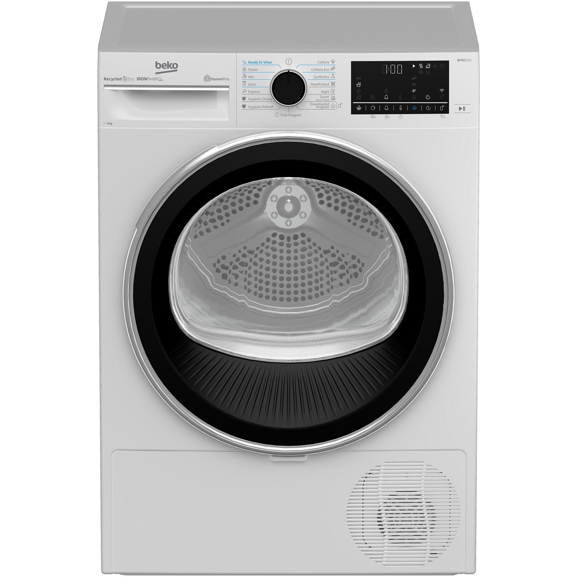 Uscator de rufe BEKO B5T61233WEU, 11 kg, 15 programe, Pompa de caldura, HomeWhiz, Clasa D, alb
