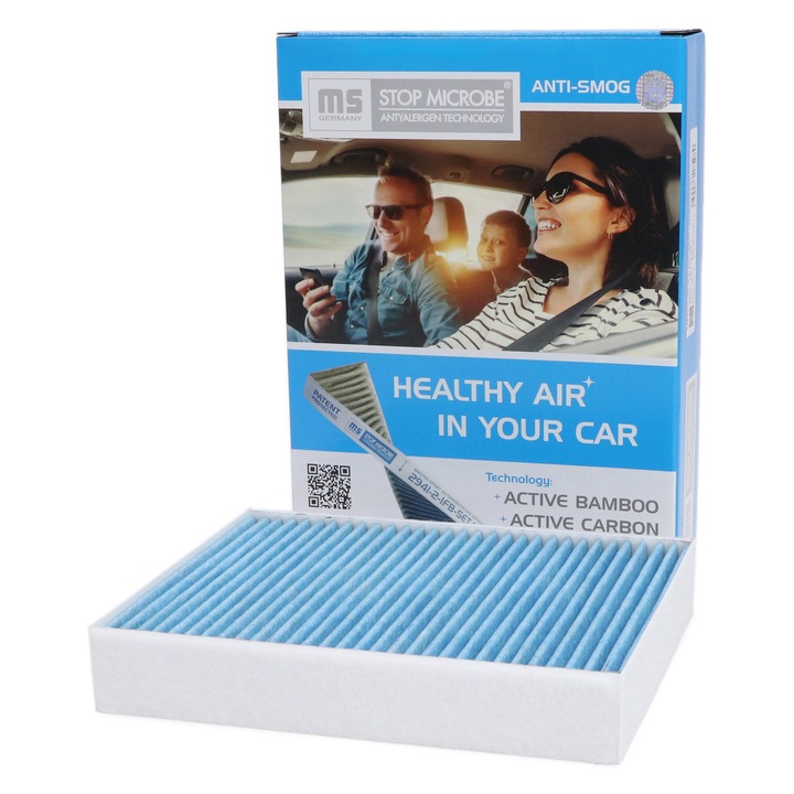 Kabinlégszűrő Master-Sport, kompatibilis ALPINA B3, B4, D3, D4, BMW 1, 2, 3, 4, aktív szénnel és bambusszal, 248x198x41mm