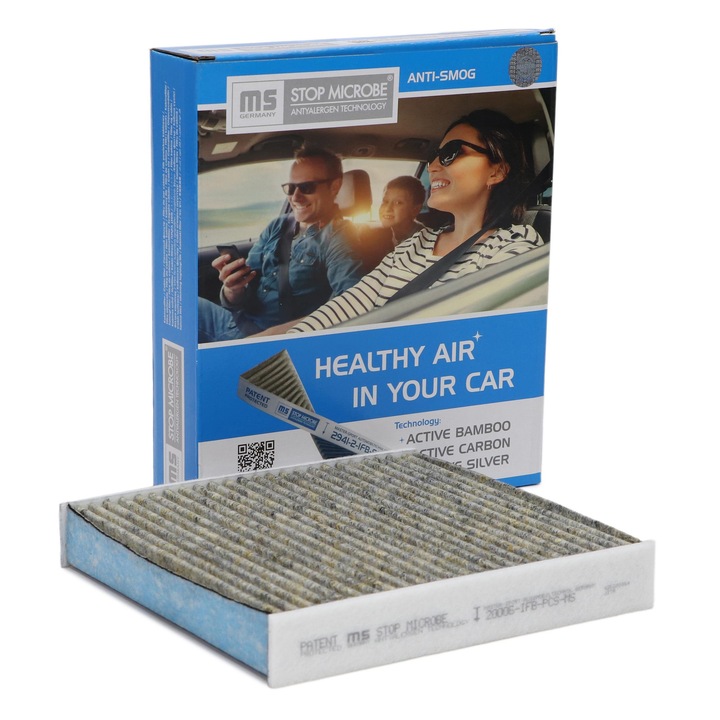 Master-Sport utastérszűrő, aktív bambusz és szén, 194x188x30mm, ABARTH 500/595/695, CHRYSLER YPSILON, FIAT, LANCIA YPSILON modellekhez