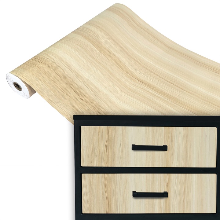 Autocolant mobila de bucatarie, vanzare la metru, 45 x 100 cm, DecoMeister®, Model Stejar deschis de desert, B013-045-0100