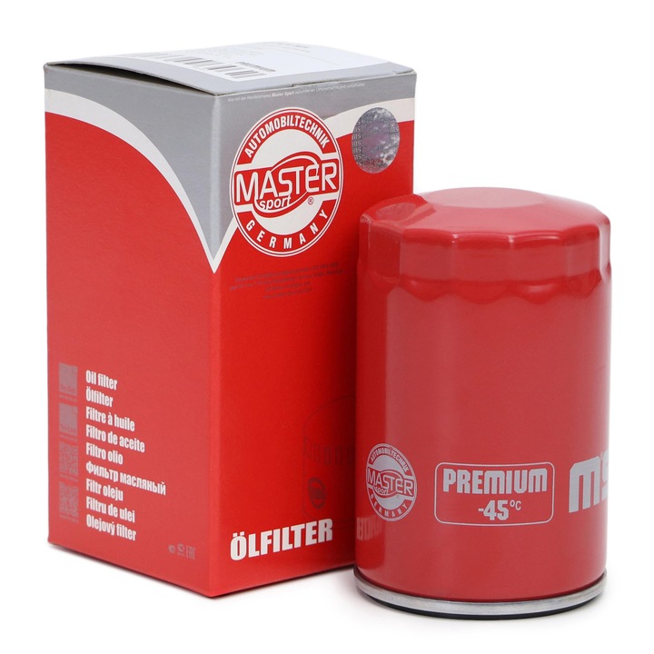 Olajszűrő Master-Sport, 3/4-16 UNF, visszacsapó szeleppel, 76mm, 123mm