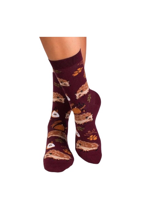 Sosete din bumbac Povesti de Toamna Arici Visiniu