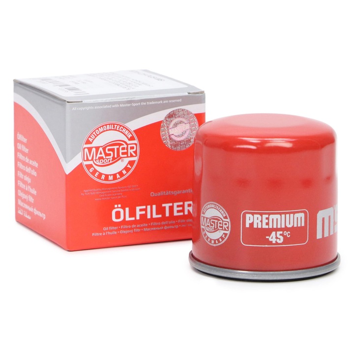 Olajszűrő Master-Sport, Ford, Honda, Hyundai, Infiniti, Kia, Mazda, Nissan, Renault, Subaru kompatibilis, 66x65mm méretű, visszacsapó szeleppel.