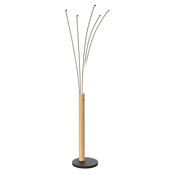 Lampadar negru/maro din metal cu LED Velden Zuma Line