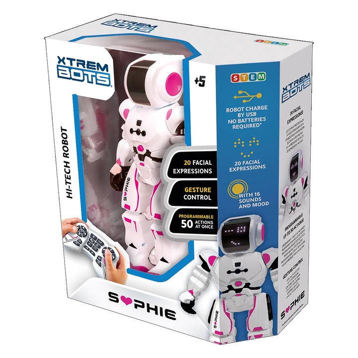 Robot XTREM BOTS Sophie 2.0, távirányító, többszínű, méret 30x15cm