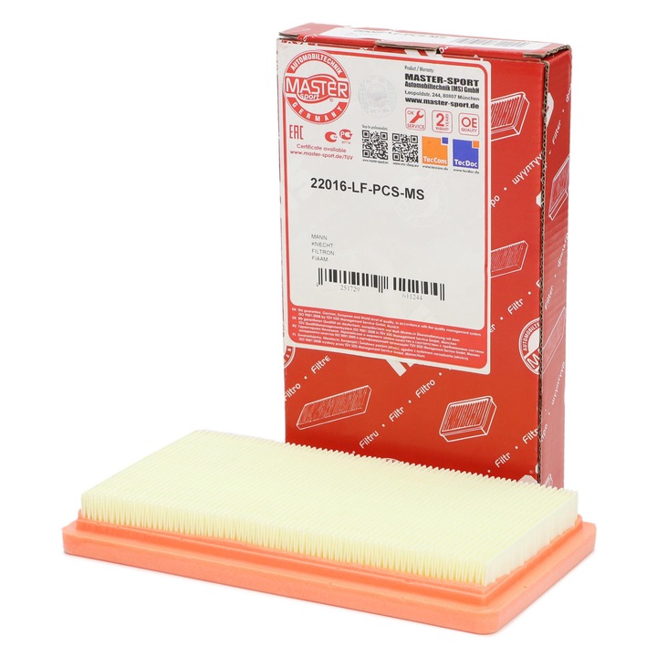 Master-Sport Germany légszűrő, FIAT 500 (312_), 500 C (312_), PANDA (312_, 319_, 519_), 216x126x29mm
