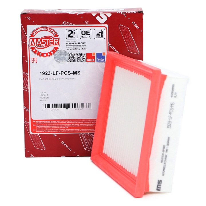 Master-Sport Germany légszűrő, FIAT SEDICI (189_), SUZUKI SX4 (EY, GY) típusokhoz, 190x152x50mm, 0,18kg