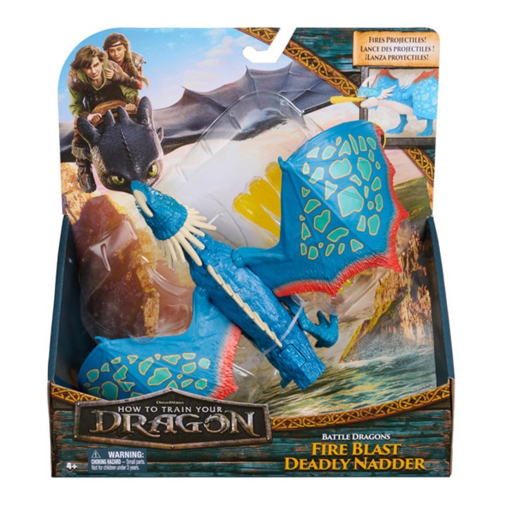 Интерактивна фигурка Deadly Nadder, Spin Master, 25 звукови ефекта, компактен размер, различни цветове