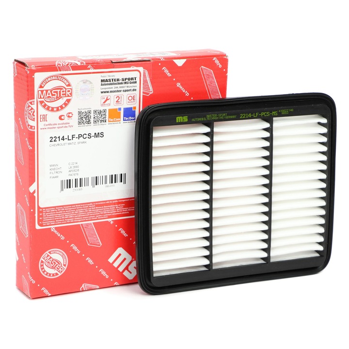 Master-Sport Germany légszűrő, Chevrolet Matiz (M200, M250), Spark, Daewoo Matiz (M200) típusokhoz, mérete 192x222x26mm, 0.27kg