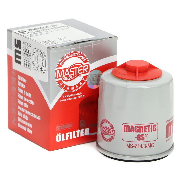Olajszűrő Master-Sport Germany, 3/4-16 UNF, visszacsapó szeleppel, 79x76mm, Alfa Romeo, Autobianchi, Fiat, Innocenti, Lancia, Maserati, Moskvich
