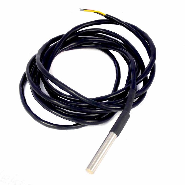 Senzor de temperatură DS18B20, Elektroweb, rezistent la apă, cablu 3m