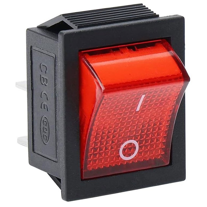 Comutator basculant Elektroweb KCD4, iluminat rosu, 2 pozitii, 31x25mm