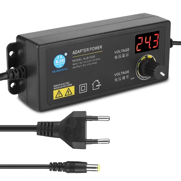 Sursă de alimentare stabilizată Elektroweb, 3V-24V, 2.5A, 60W, LED, 132x50x49mm