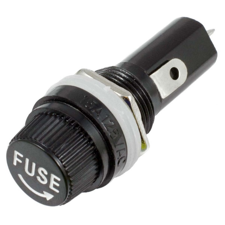 Soclu pentru siguranțe din sticlă WTA 5x20mm, Elektroweb, material bachelită, diametru montare 12mm