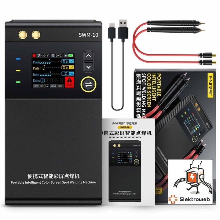 Aparat de sudura Fnirsi SWM-10, ecran color 1 "8", baterie 5000mAh, 1200A, 155x82x28mm