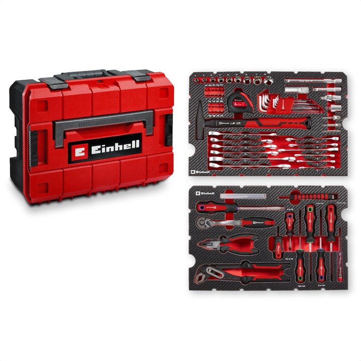 Set de scule Einhell E-Case, 80 piese, geantă robustă din plastic, pentru uz general