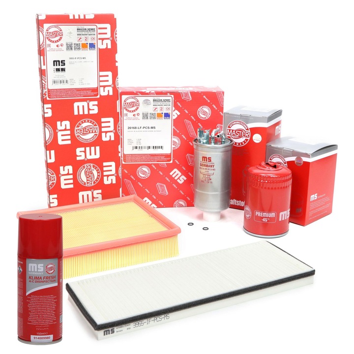 Master-Sport szűrőszett, olajszűrő, levegőszűrő, pollenszűrő, tisztító, 150 ml