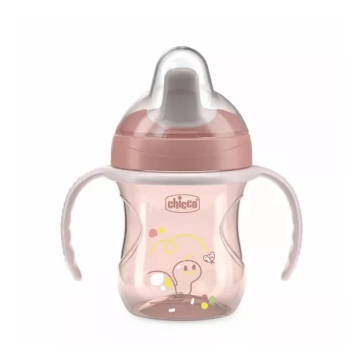 Cana de tranzitie pentru bebelusi Chicco, 200ml, 6 luni+, roz