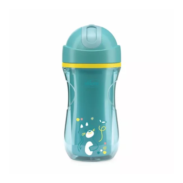 Cana sport termorezistenta cu pai pentru bebelusi Chicco, 266 ml, 14 luni+, bleu