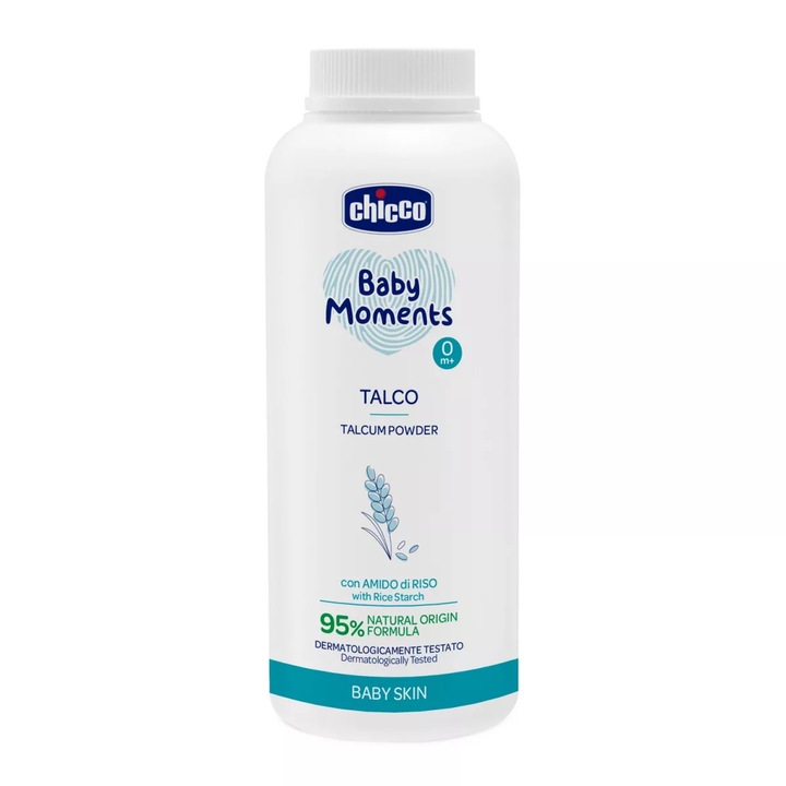 Pudra de talc pentru bebelusi Chicco Baby Moments, 150g, 0 luni+