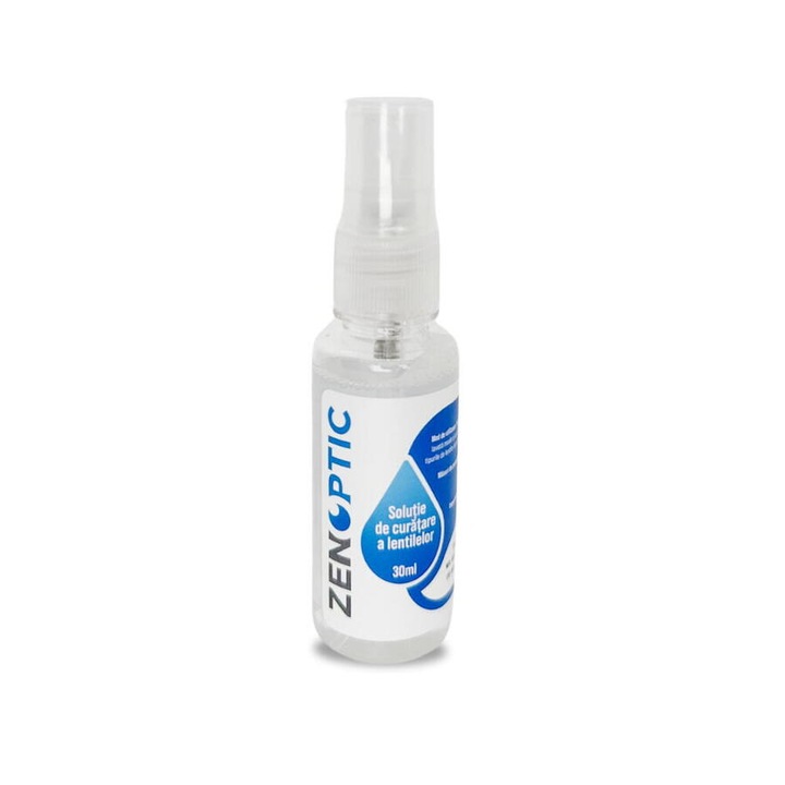 Solutie curatare lentile ochelari ZENOPTIC 30 ml, eficienta, utilizare multipla, transparentă